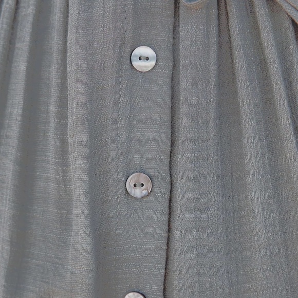 Heather Grey Boho Gauze Button Front Flutter Sheer Maxi Dress W/Adjustable Waist - Picture 8 of 9